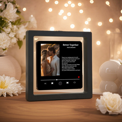 Personalized Music Fridge Magnet 1 Long Text and 1 Photo Gift for Couple