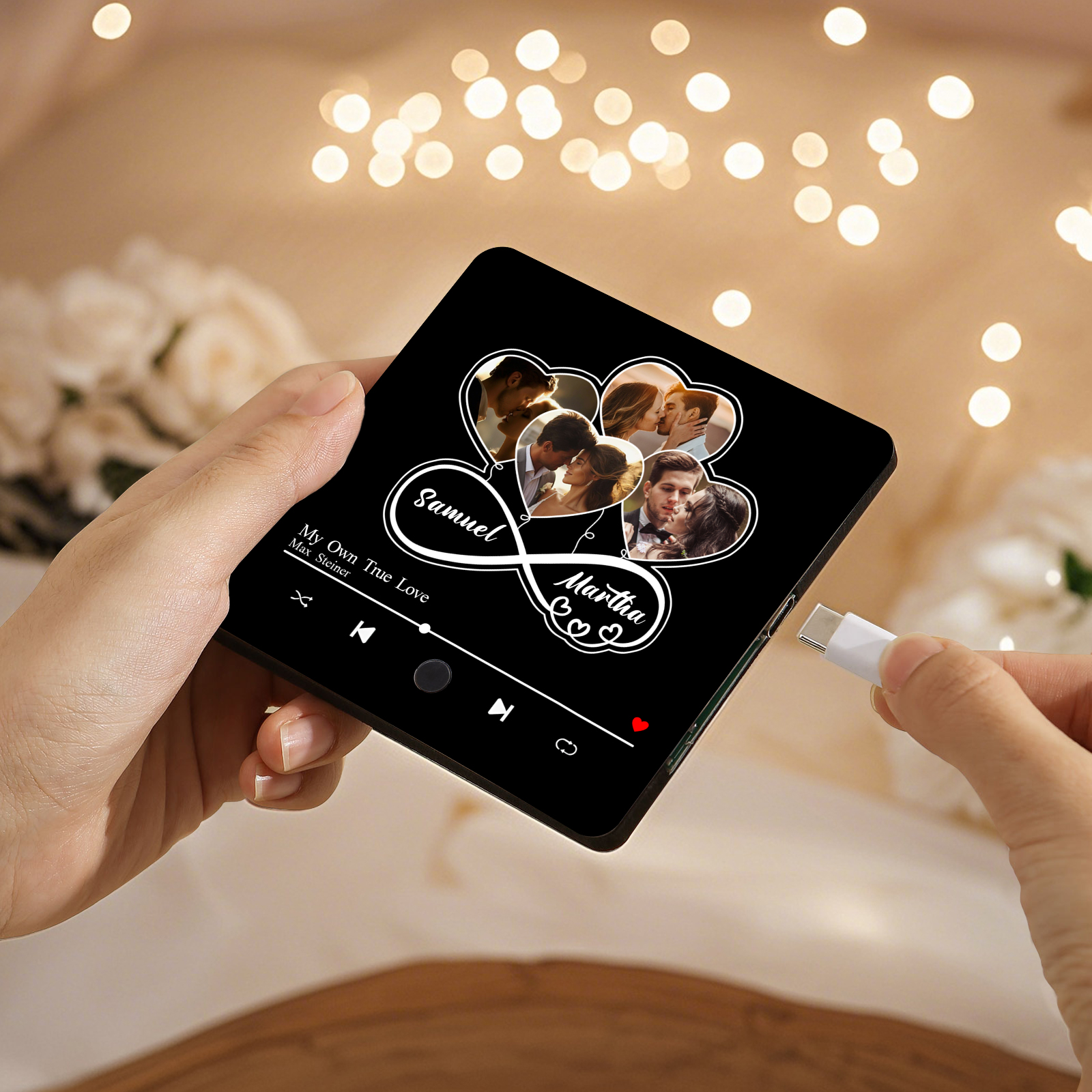 Personalized Music Fridge Magnet Infinity Heart Shaped Photo Gift for Couple