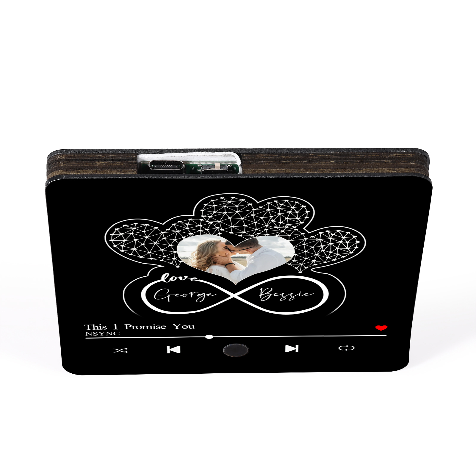 Infinity Heart Shaped Photo Personalized Music Fridge Magnet Gift for Couple