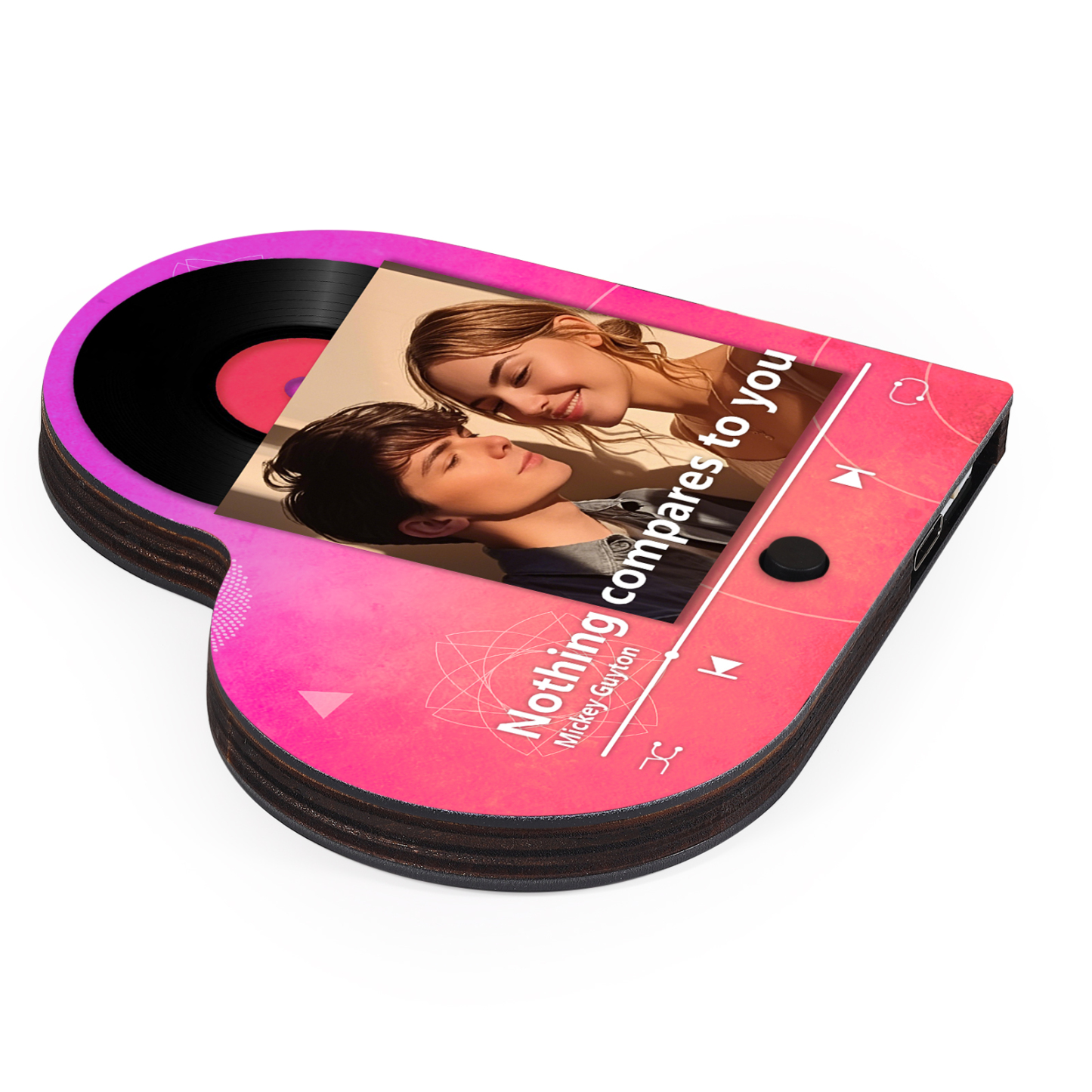 Personalized Music Player with Photo Gradient Heart Shaped Fridge Magnet Gift for Couple