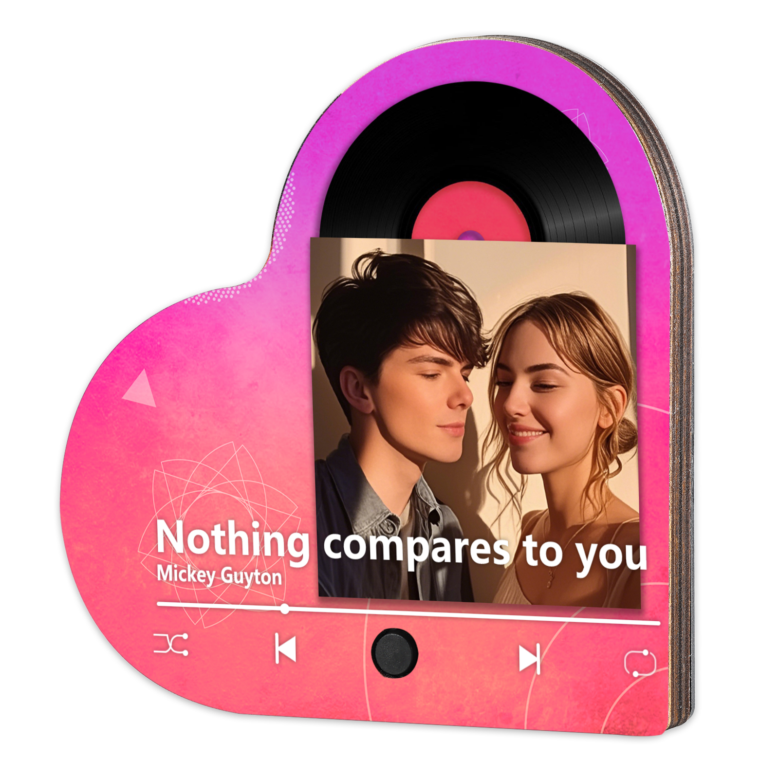 Personalized Music Player with Photo Gradient Heart Shaped Fridge Magnet Gift for Couple