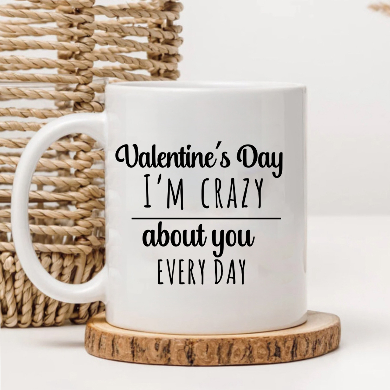 Personalized Photo Mug I am Crazy About You Every Day Valentines Day Gift for Him or Her