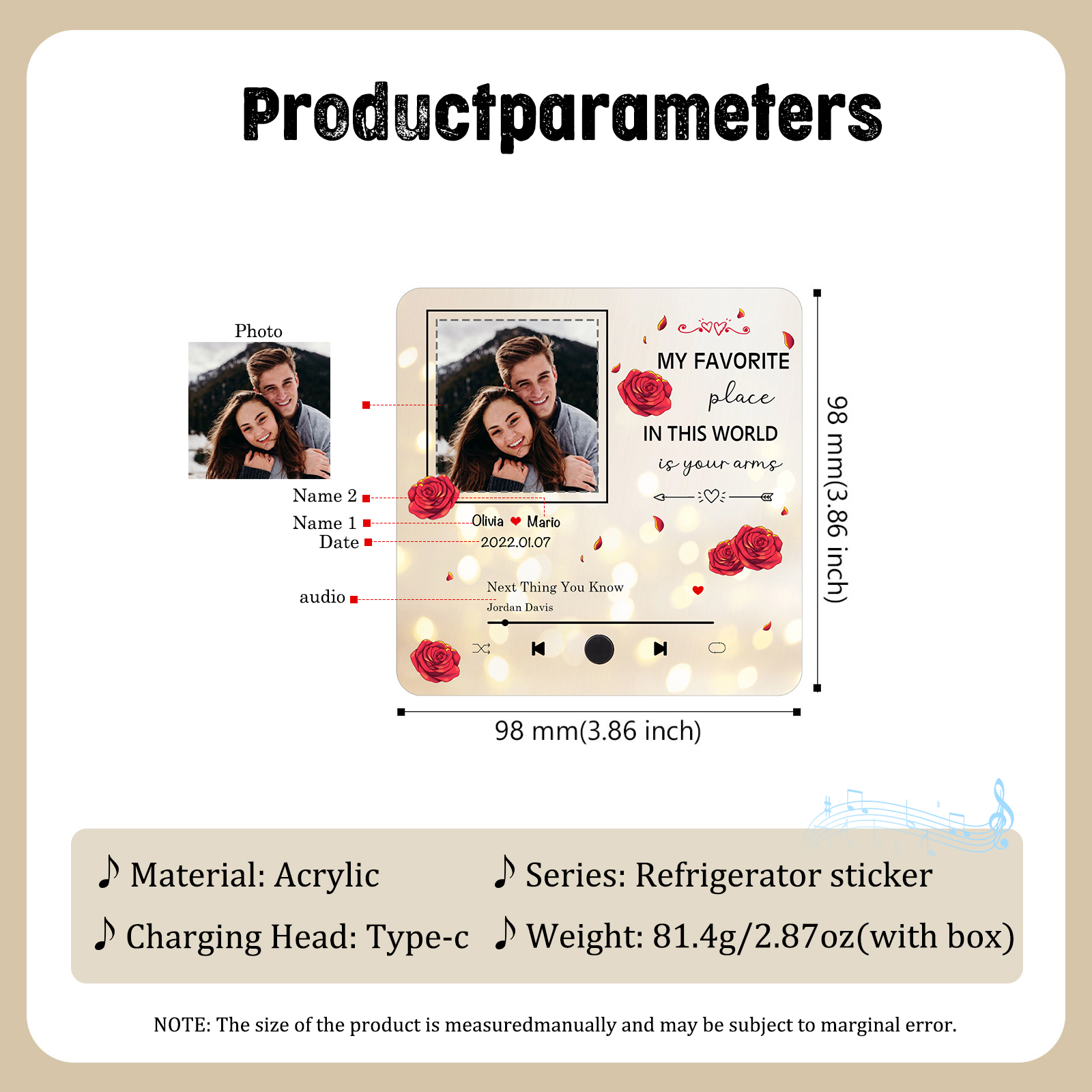 Personalized Fridge Magnet My Favourite Place in This World is Your Arms Gift for Him