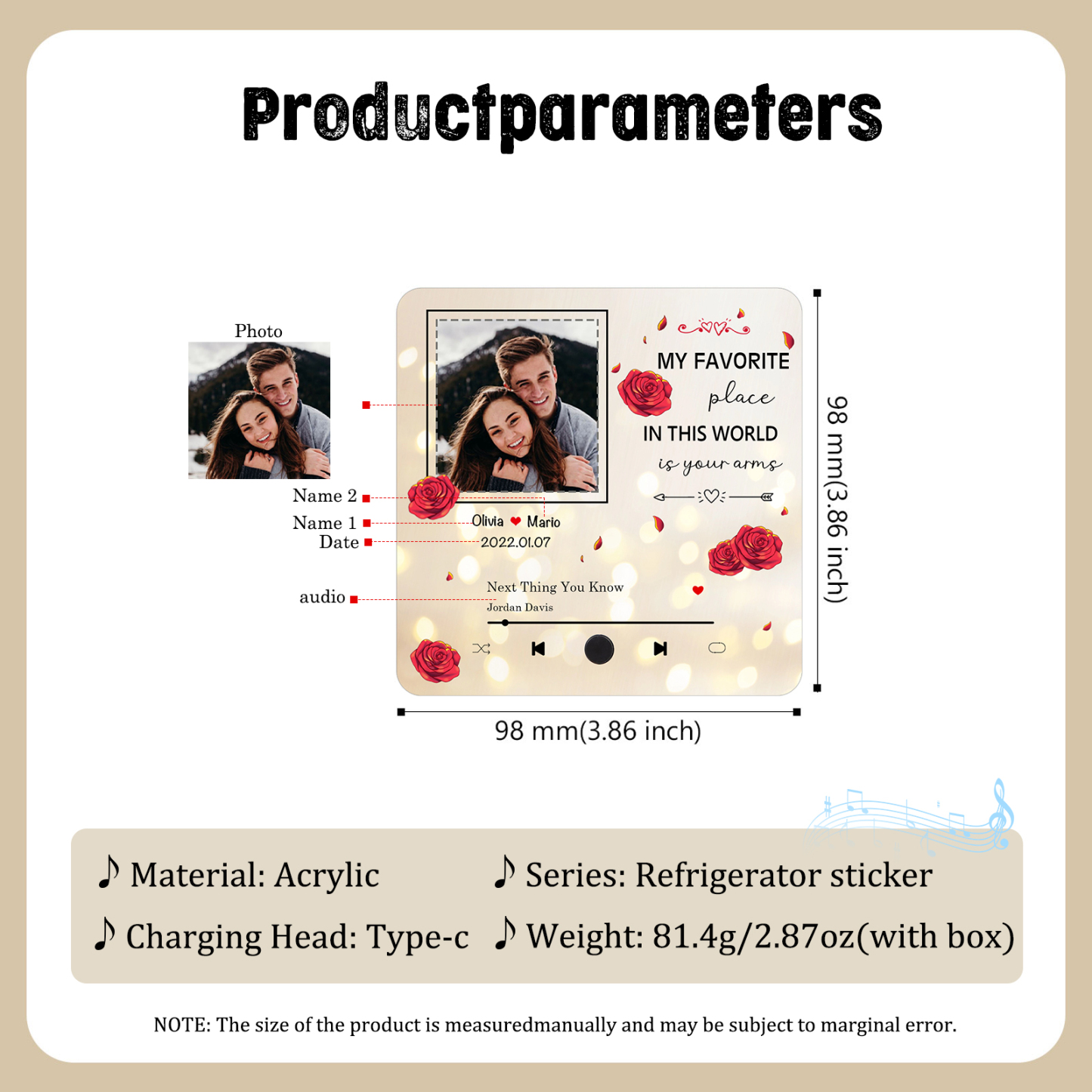 Personalized Fridge Magnet My Favourite Place in This World is Your Arms Gift for Him