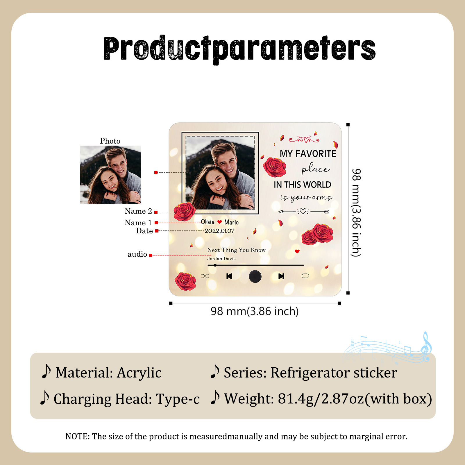 Personalized Fridge Magnet My Favourite Place in This World is Your Arms Gift for Him