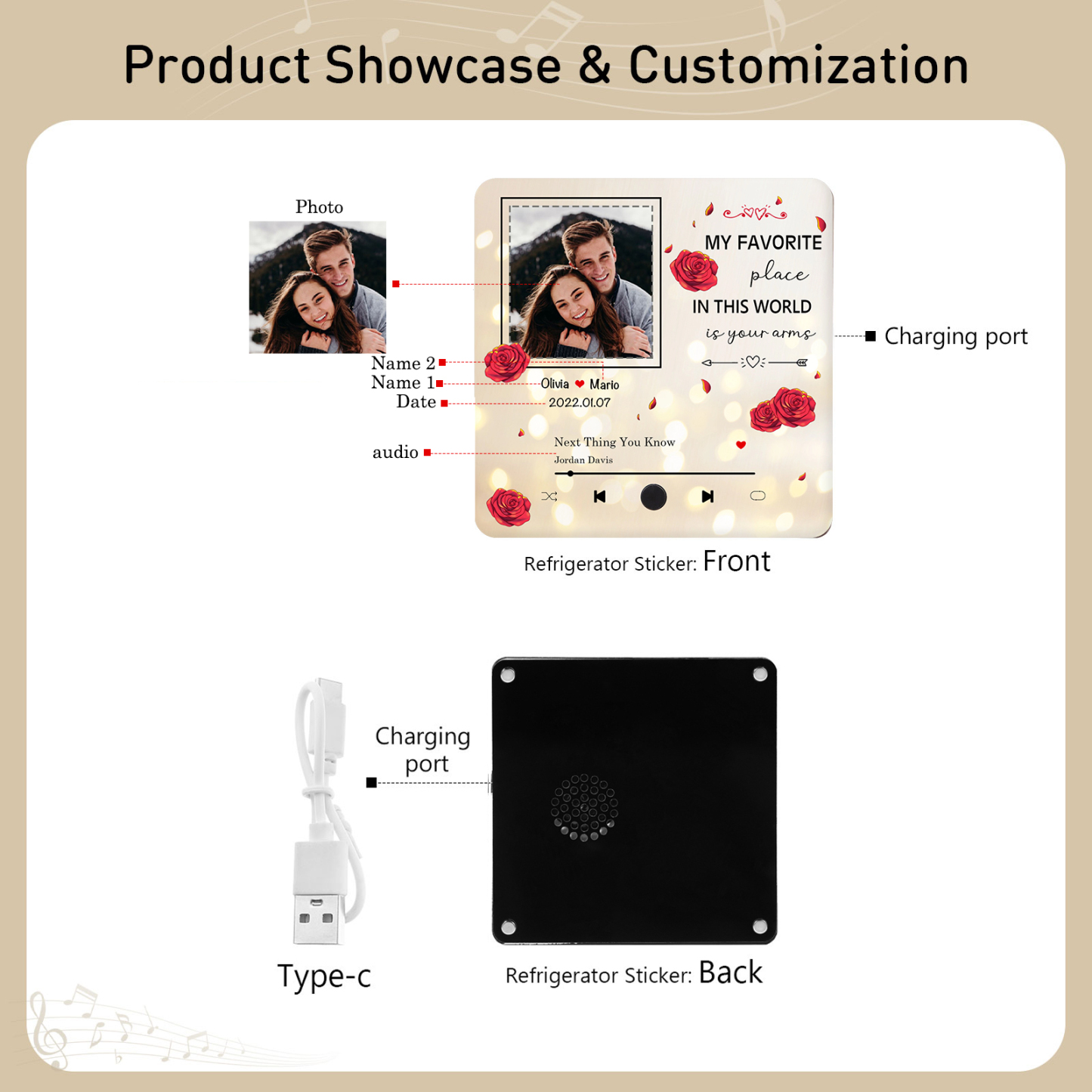 Personalized Fridge Magnet My Favourite Place in This World is Your Arms Gift for Him