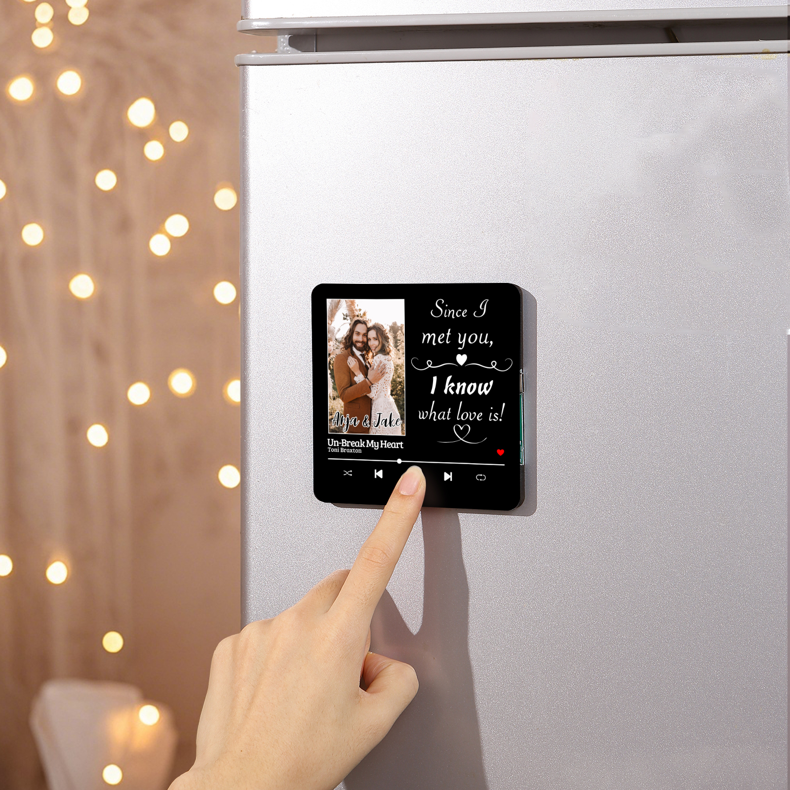 Personalized Photo Fridge Magnet Since I Met You I Know What Love Is Musical Valentines Day Gift