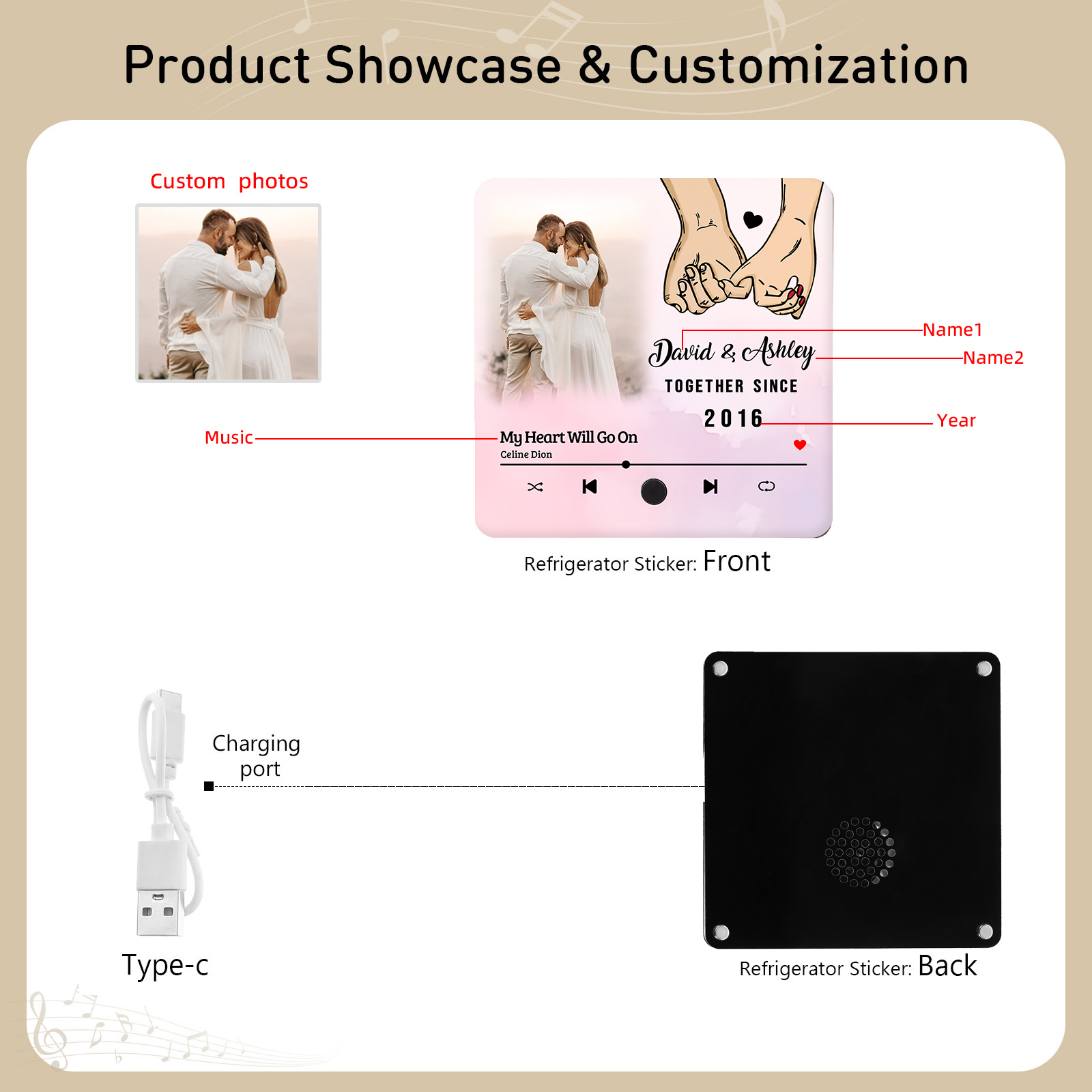 Personalized Photo Fridge Magnet Pinky Promise Together Since Gift for Couples