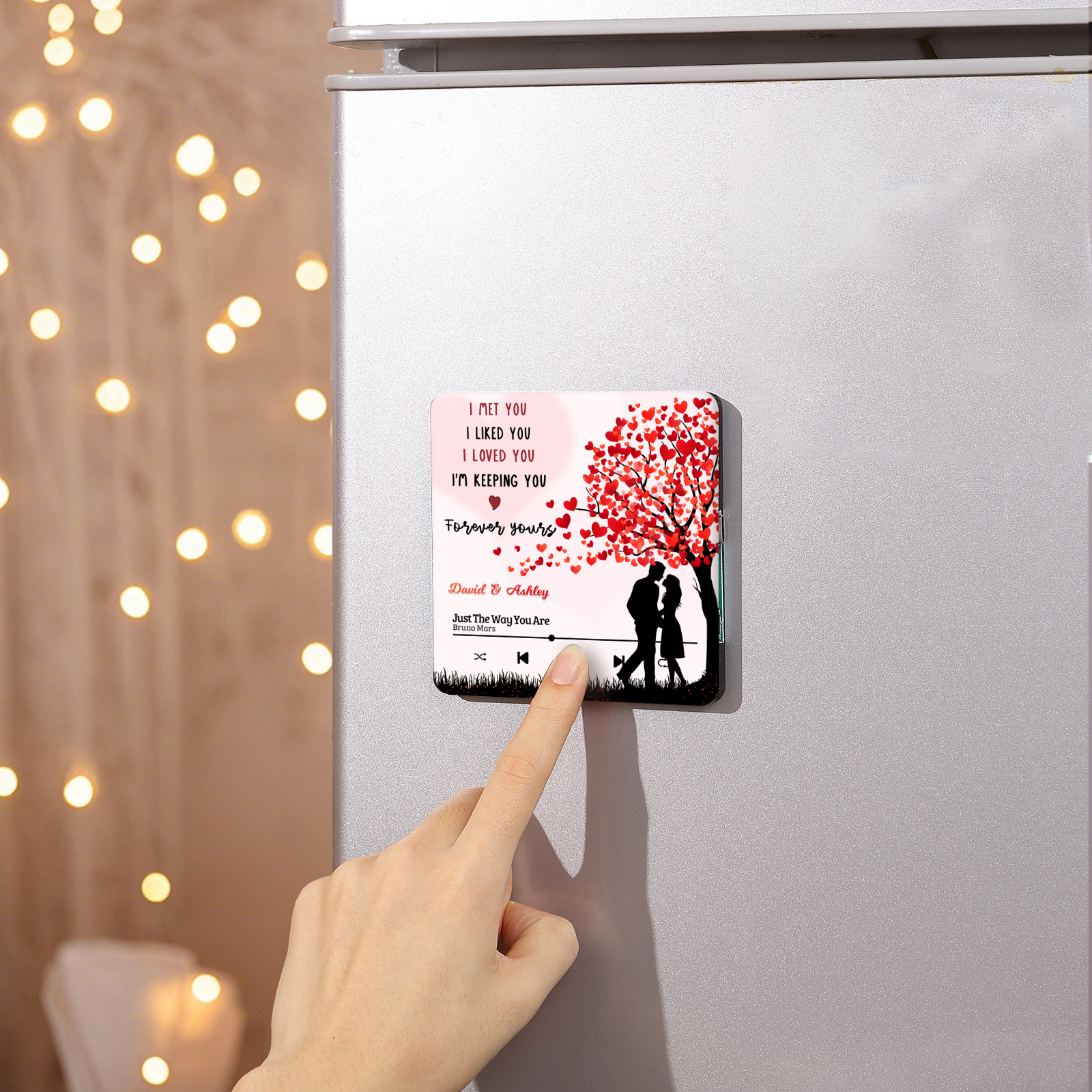 Personalized Fridge Magnet I Met You I Liked You I Loved You I am Keeping You Musical Valentines Day Gift