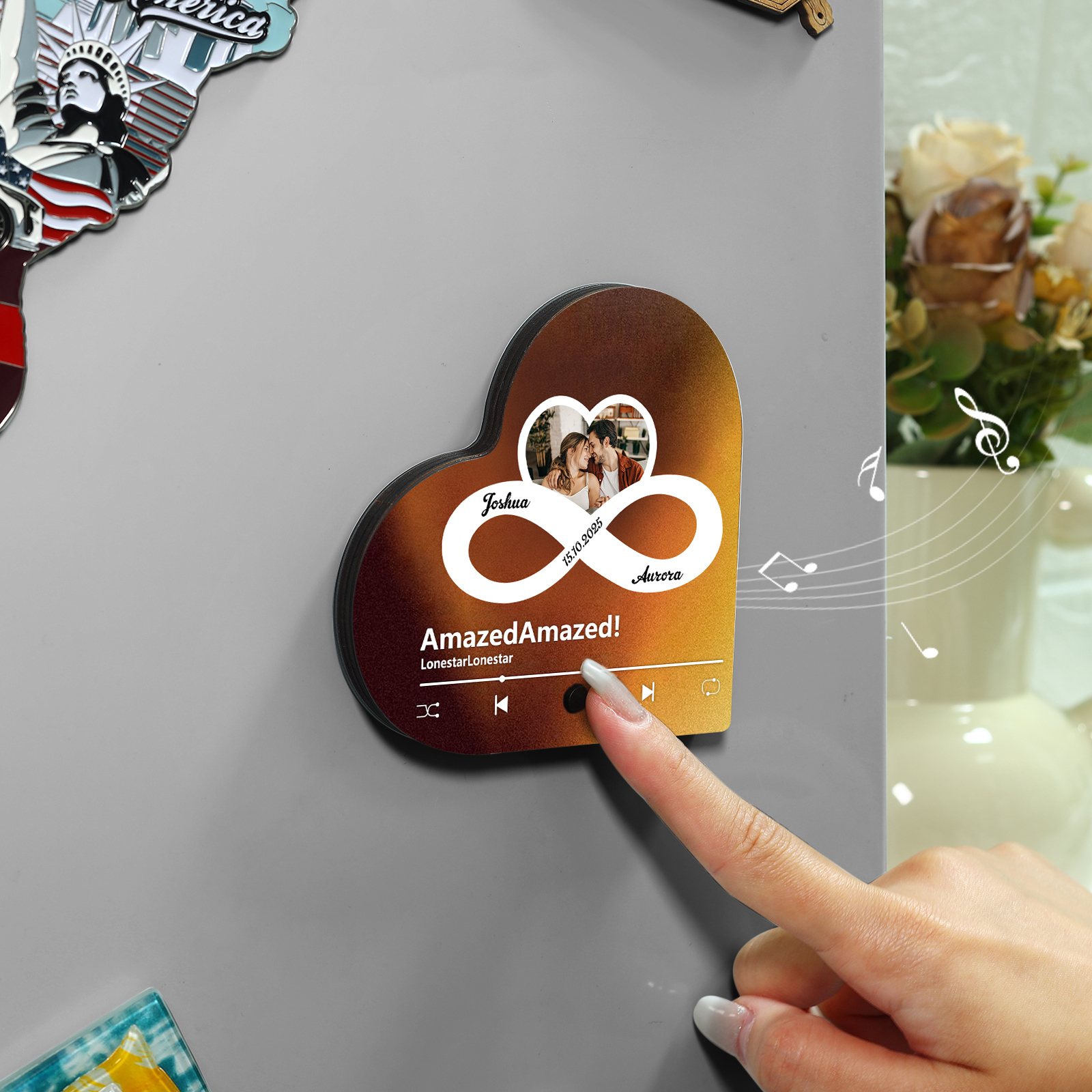 Personalized Heart-Shaped Fridge Magnet A Musical Token of Love Gift for Couple