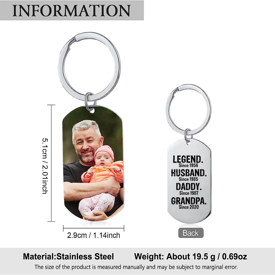 Personalized Photo Keychain Legend Husband Daddy Grandpa Custom Gift for Grandpa | Lorajewel