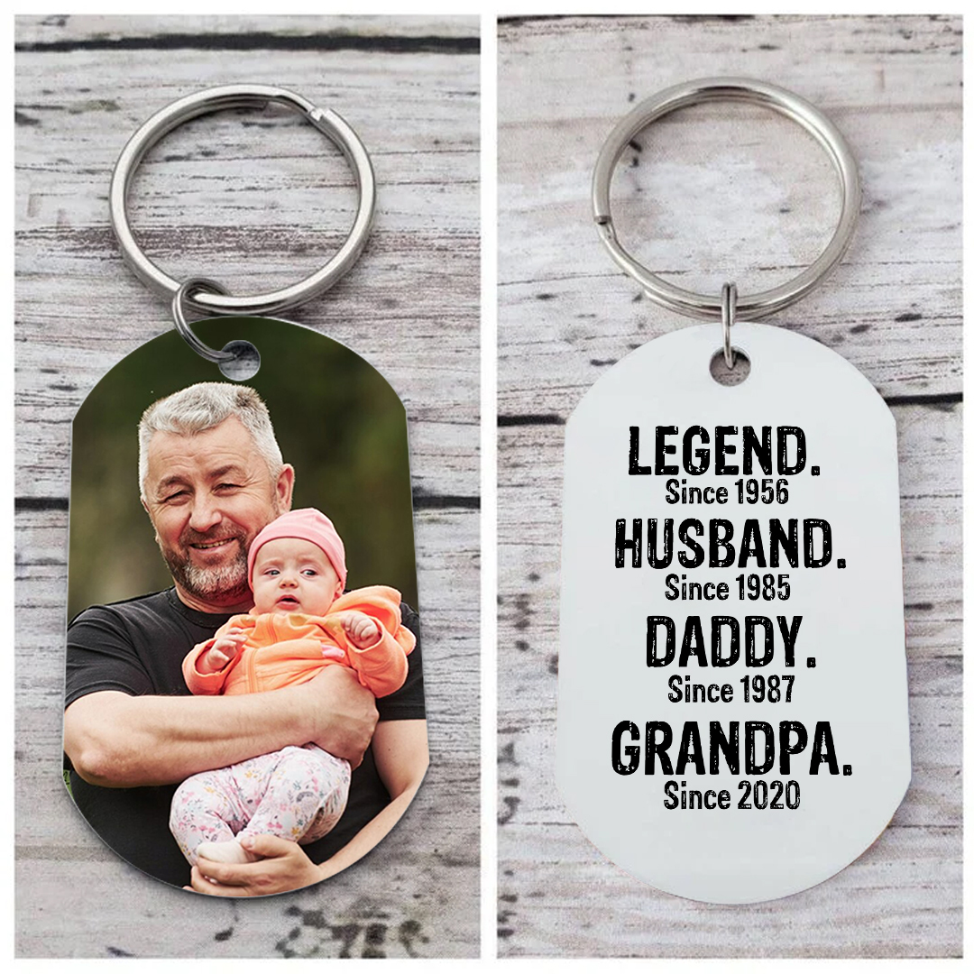 Personalized Photo Keychain Legend Husband Daddy Grandpa Custom Gift for Grandpa | Lorajewel