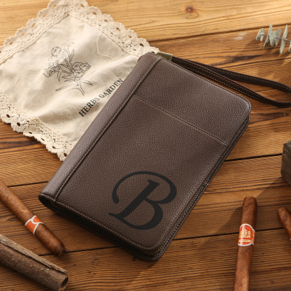 Brown Personalized Leather Wallet Engraved Photo Short Wallet Gifts For Men