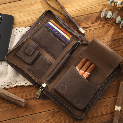 Brown Personalized Leather Wallet Engraved Photo Short Wallet Gifts For Men