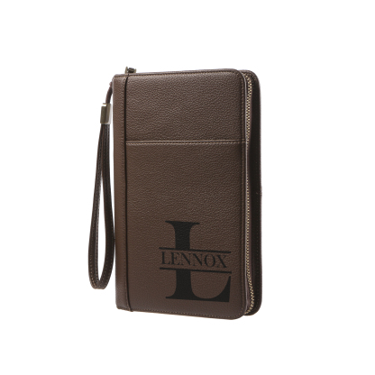 Brown Personalized Leather Wallet Engraved Photo Short Wallet Gifts For Men