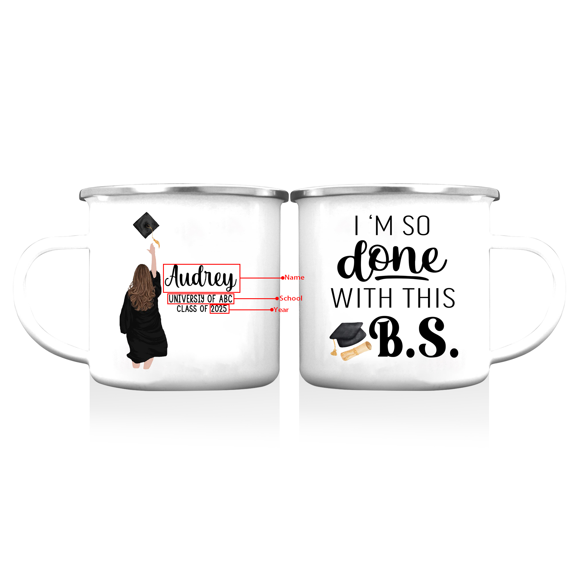 Personalized Graduation Mug with Name, School & Year | Lorajewel