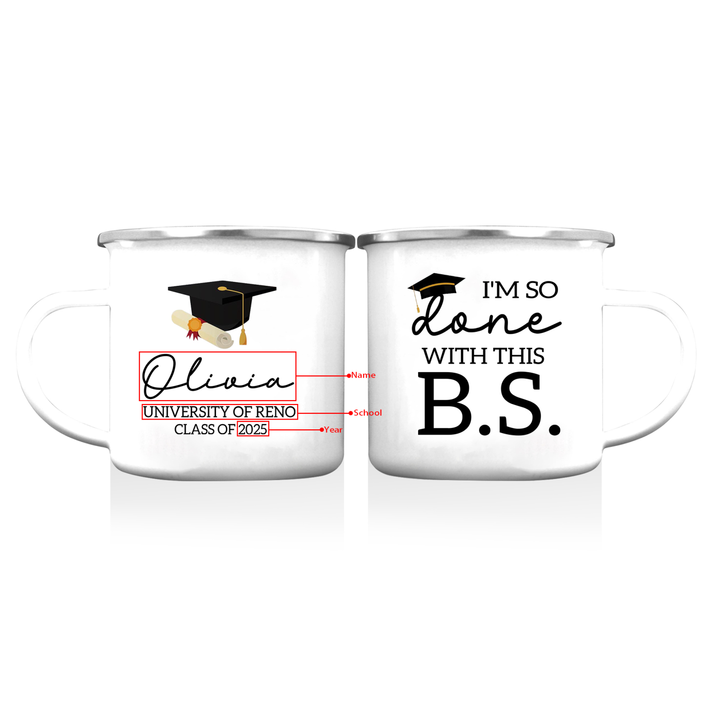 Personalized Graduation Mug with Name, School & Year | Lorajewel
