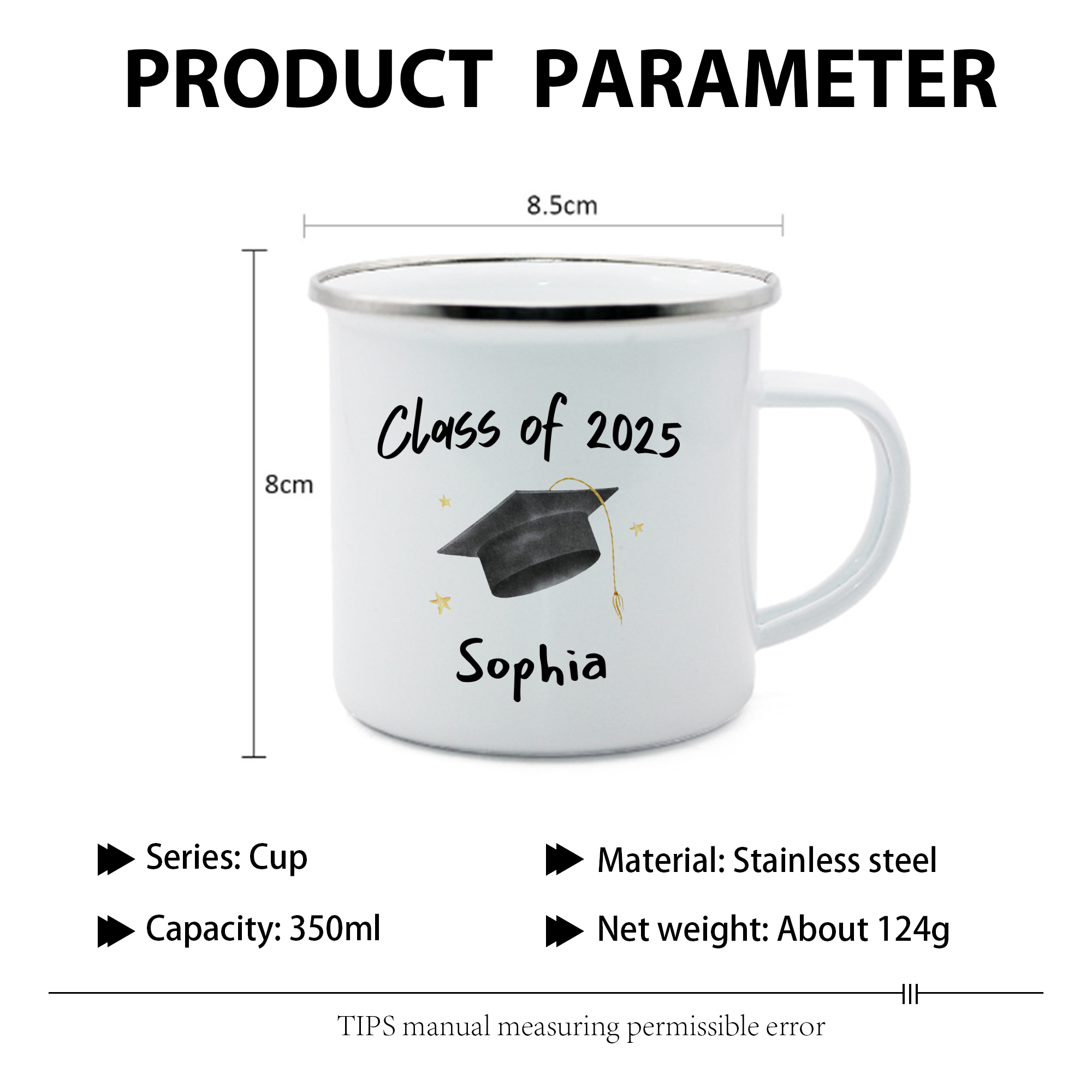1 Name Personalized Stainless Steel Graduation Mug - Special Gift for Graduation | Lorajewel