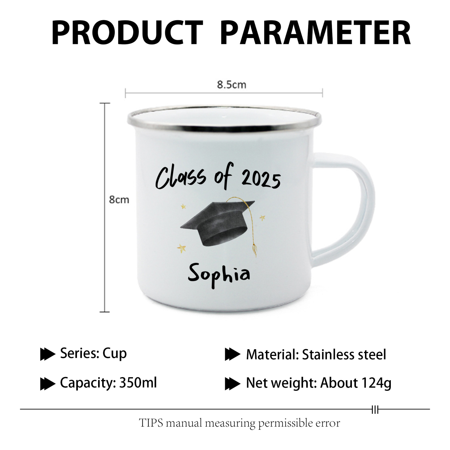 1 Name Personalized Stainless Steel Graduation Mug - Special Gift for Graduation | Lorajewel