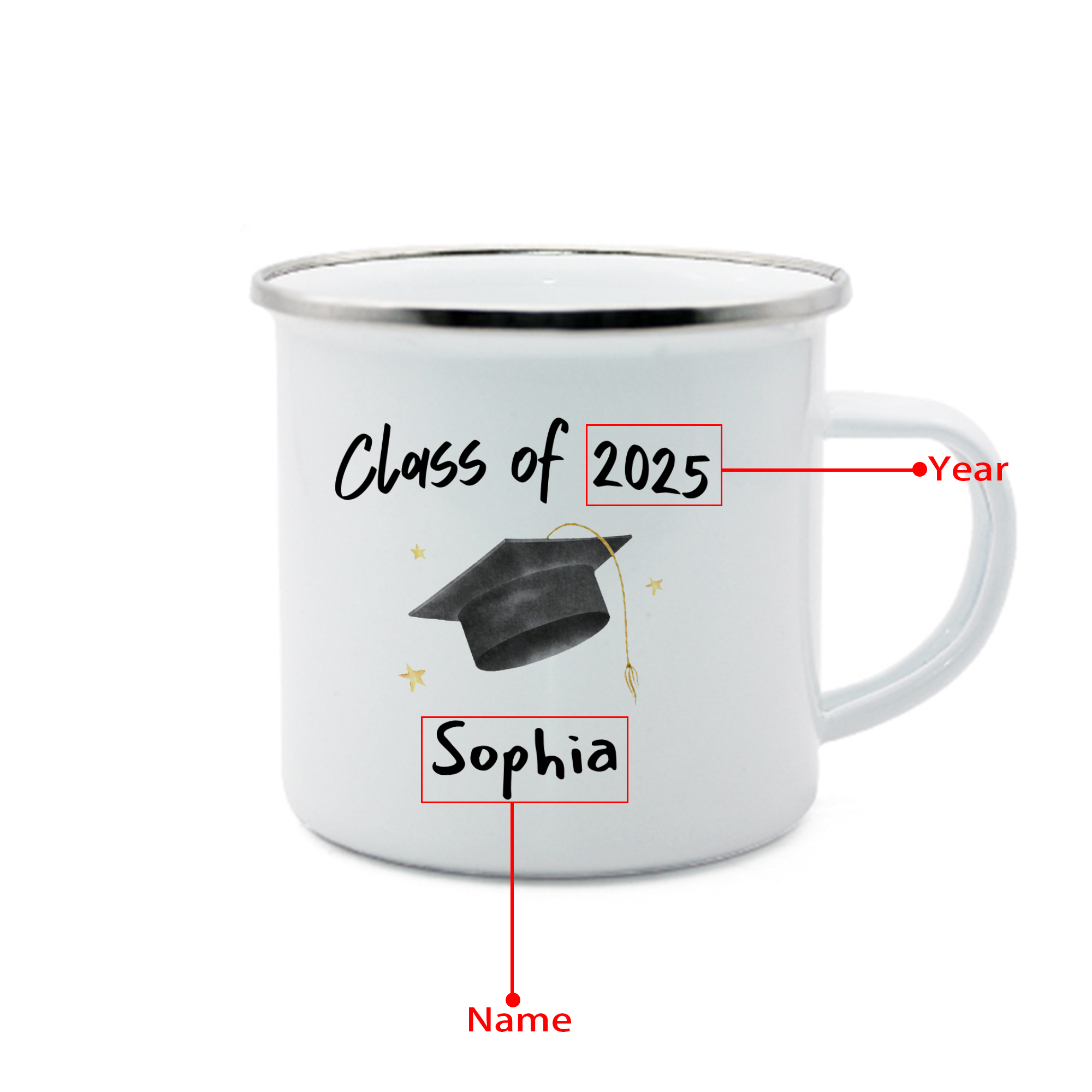 1 Name Personalized Stainless Steel Graduation Mug - Special Gift for Graduation | Lorajewel