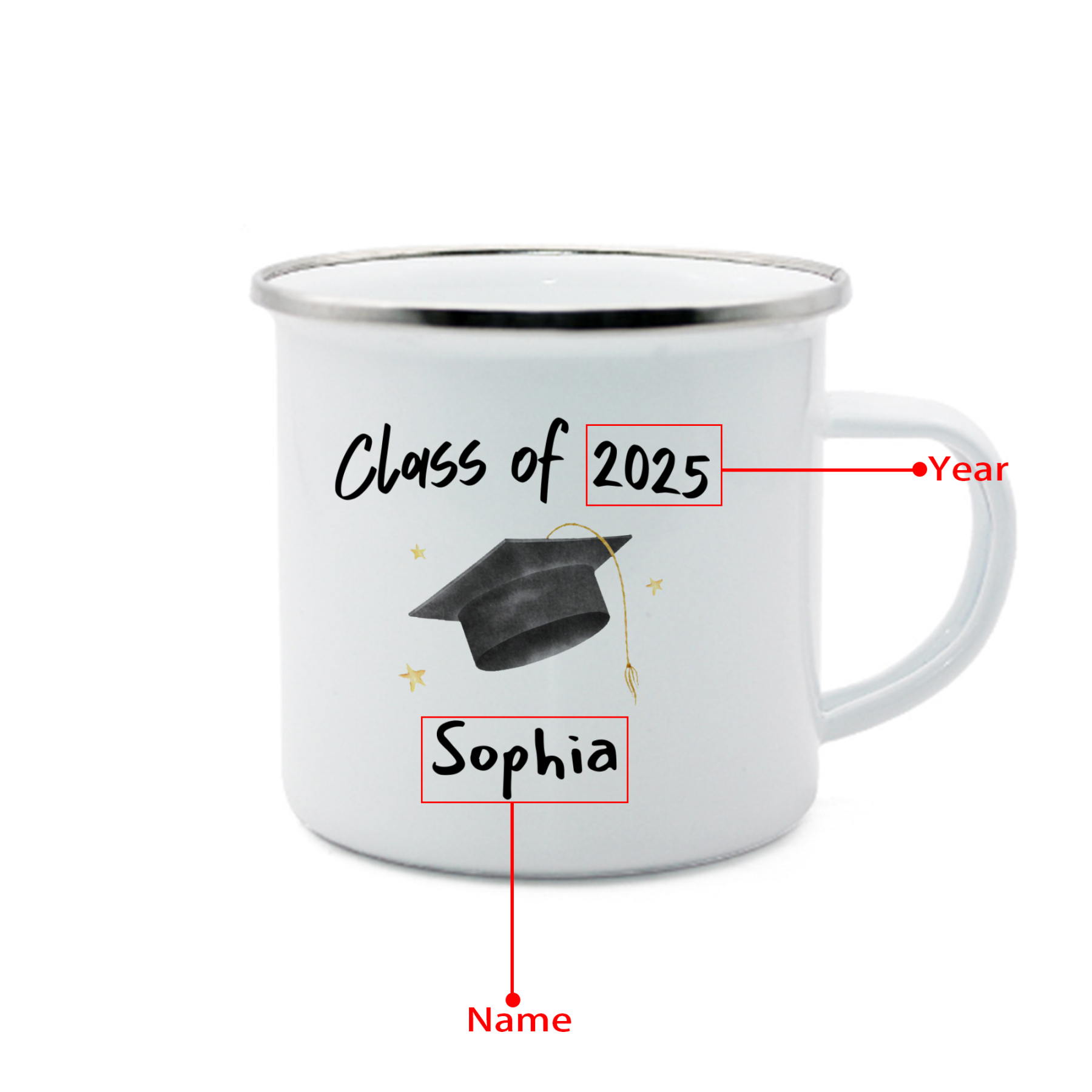 1 Name Personalized Stainless Steel Graduation Mug - Special Gift for Graduation | Lorajewel