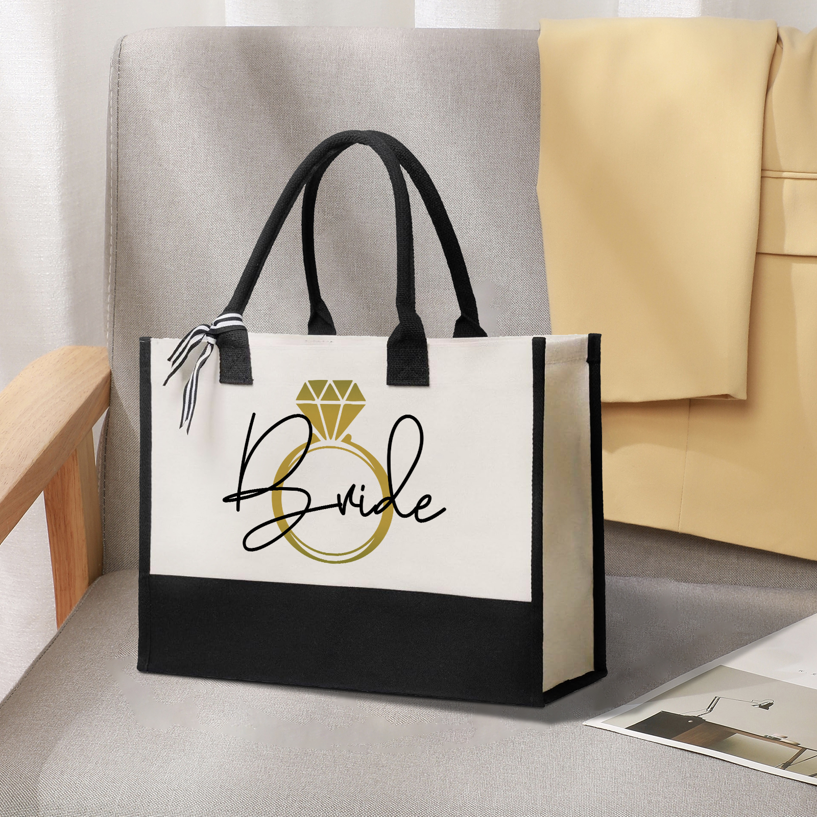 Personalized Wedding Canvas Tote Bag – Custom Bridal Party Gift for Women | Lorajewel