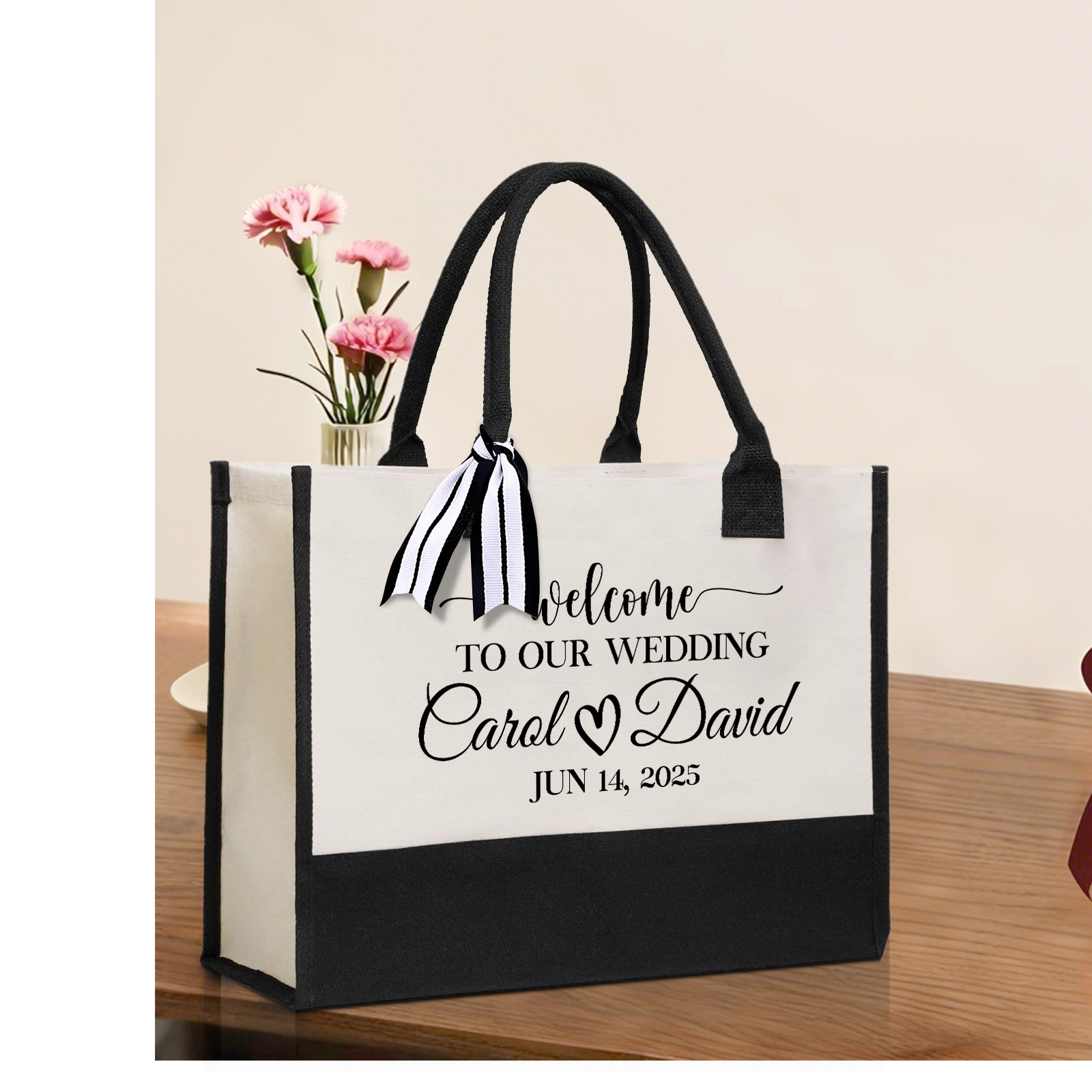 Personalized Wedding Canvas Tote Bag – Custom Bridal Party Gift for Women | Lorajewel