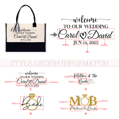 Personalized Wedding Canvas Tote Bag – Custom Bridal Party Gift for Women | Lorajewel