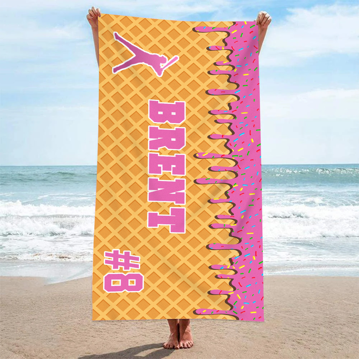 Personalized Beach Towel with Name & Number – Unique Gift for Family | Lorajewel