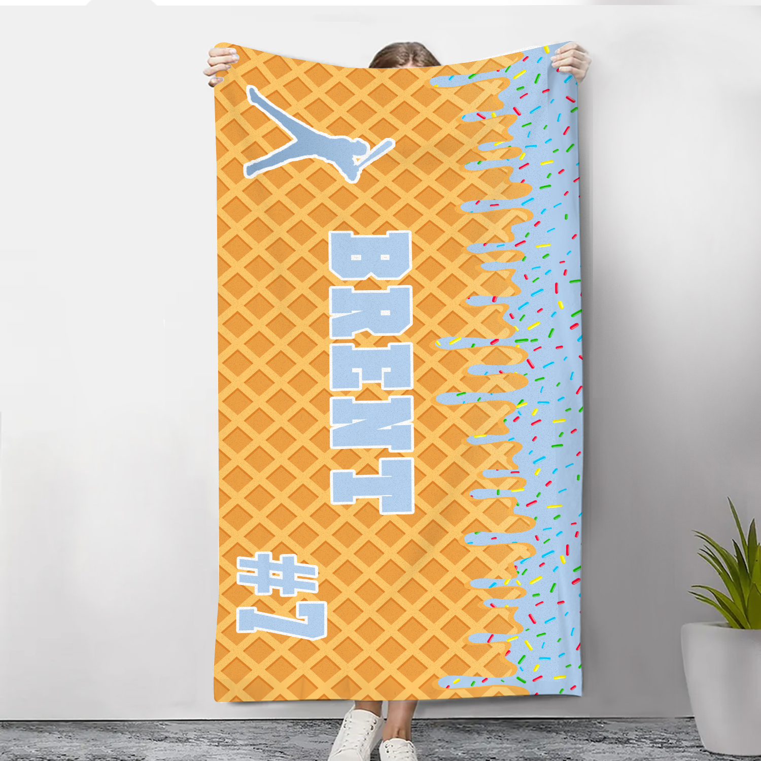 Personalized Beach Towel with Name & Number – Unique Gift for Family | Lorajewel