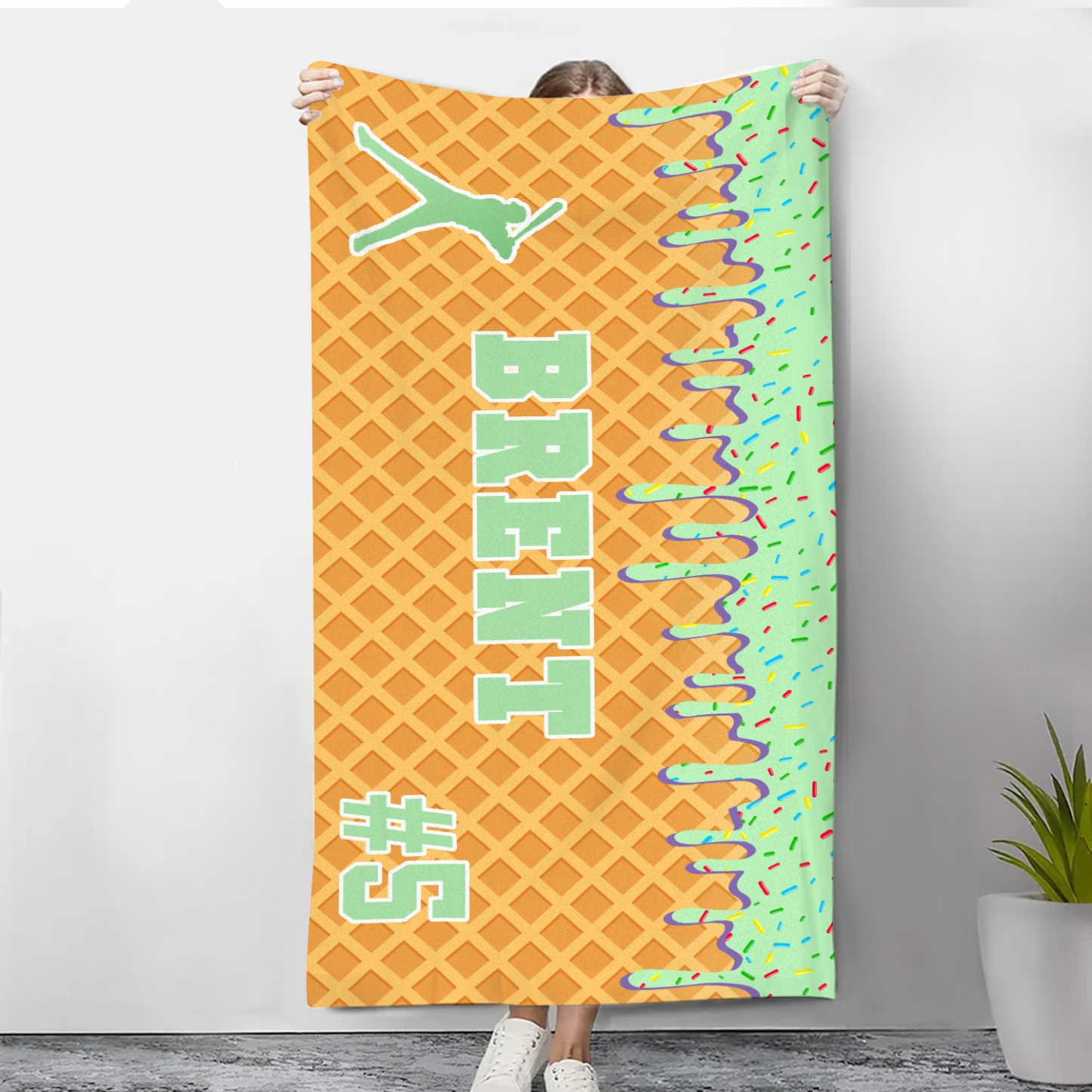 Personalized Beach Towel with Name & Number – Unique Gift for Family | Lorajewel