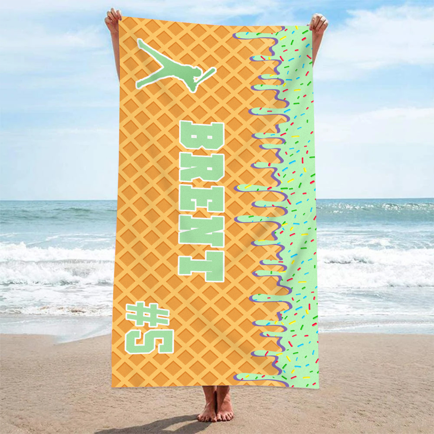 Personalized Beach Towel with Name & Number – Unique Gift for Family | Lorajewel