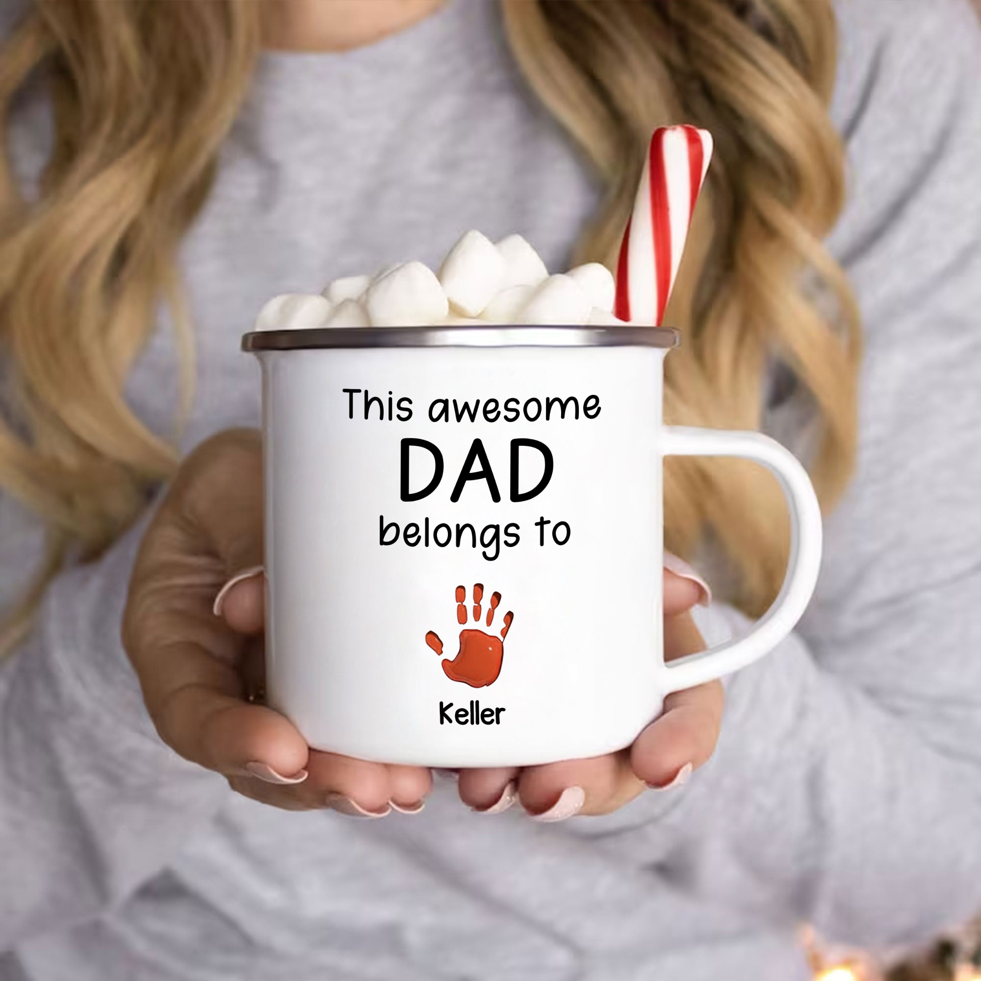 1 Name Personalized Enamel Mug – Custom Father's Day Gift | Lorajewel