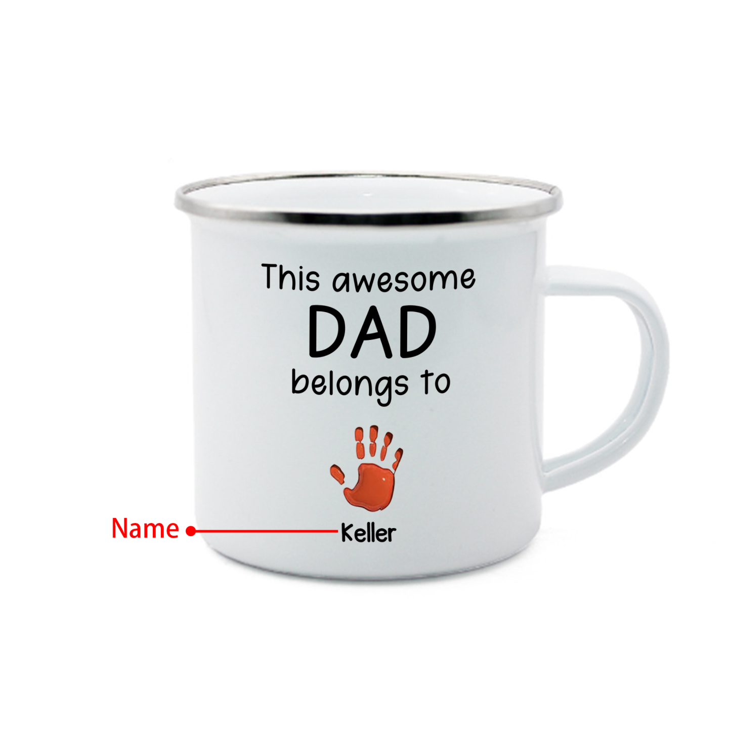1 Name Personalized Enamel Mug – Custom Father's Day Gift | Lorajewel