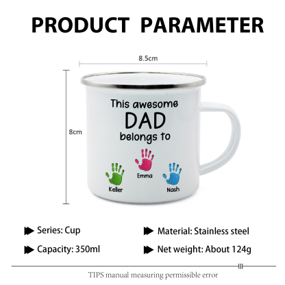 3 Names Personalized Enamel Mug – Custom Father's Day Gift | Lorajewel