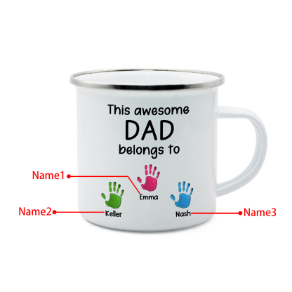 3 Names Personalized Enamel Mug – Custom Father's Day Gift | Lorajewel