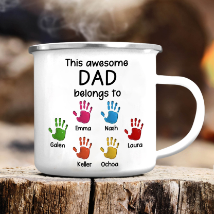 6 Names Personalized Enamel Mug – Custom Father's Day Gift | Lorajewel