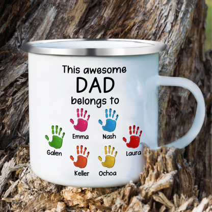 6 Names Personalized Enamel Mug – Custom Father's Day Gift | Lorajewel