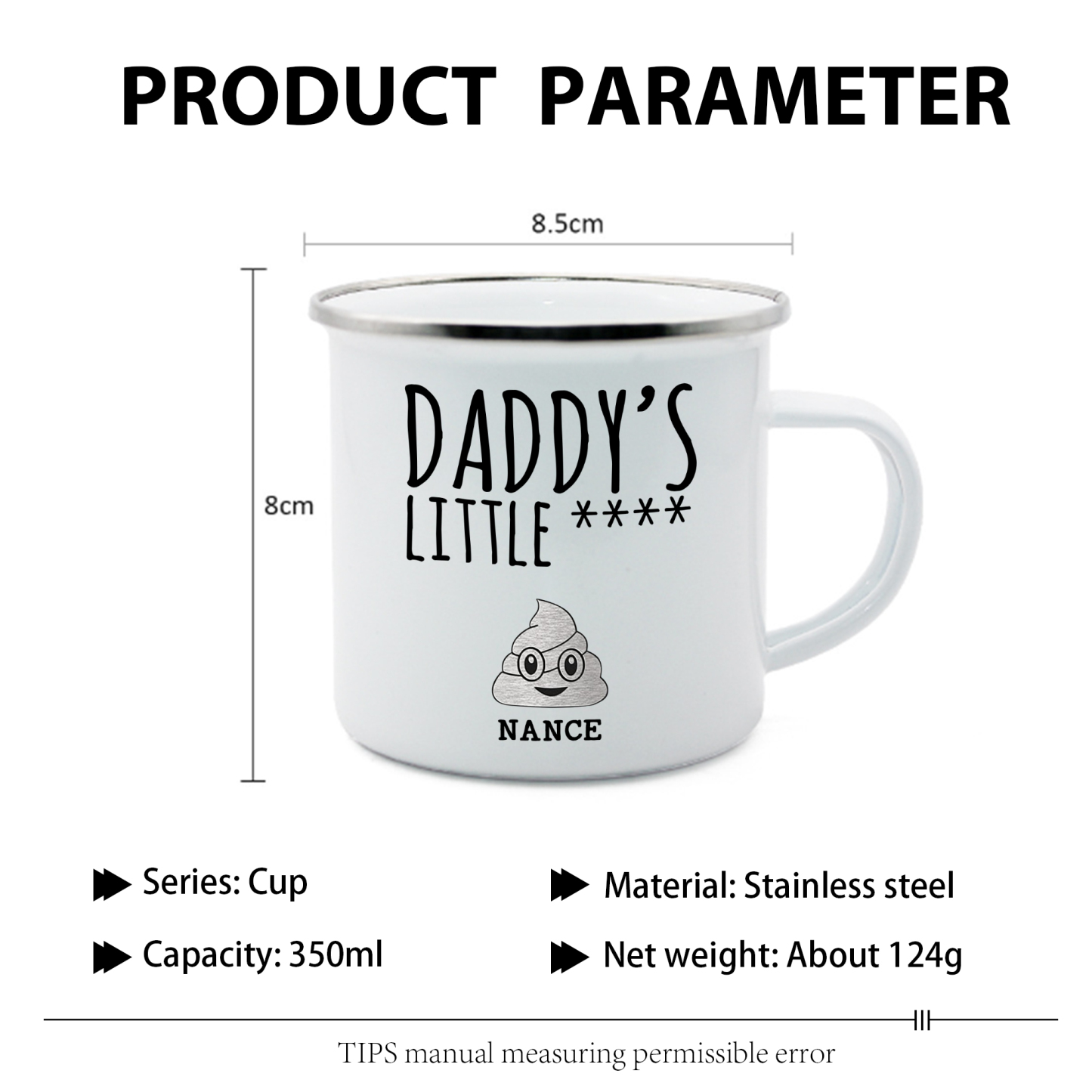 1 Name Personalized Funny Dad Enamel Mug – Custom Father's Day Gift | Lorajewel