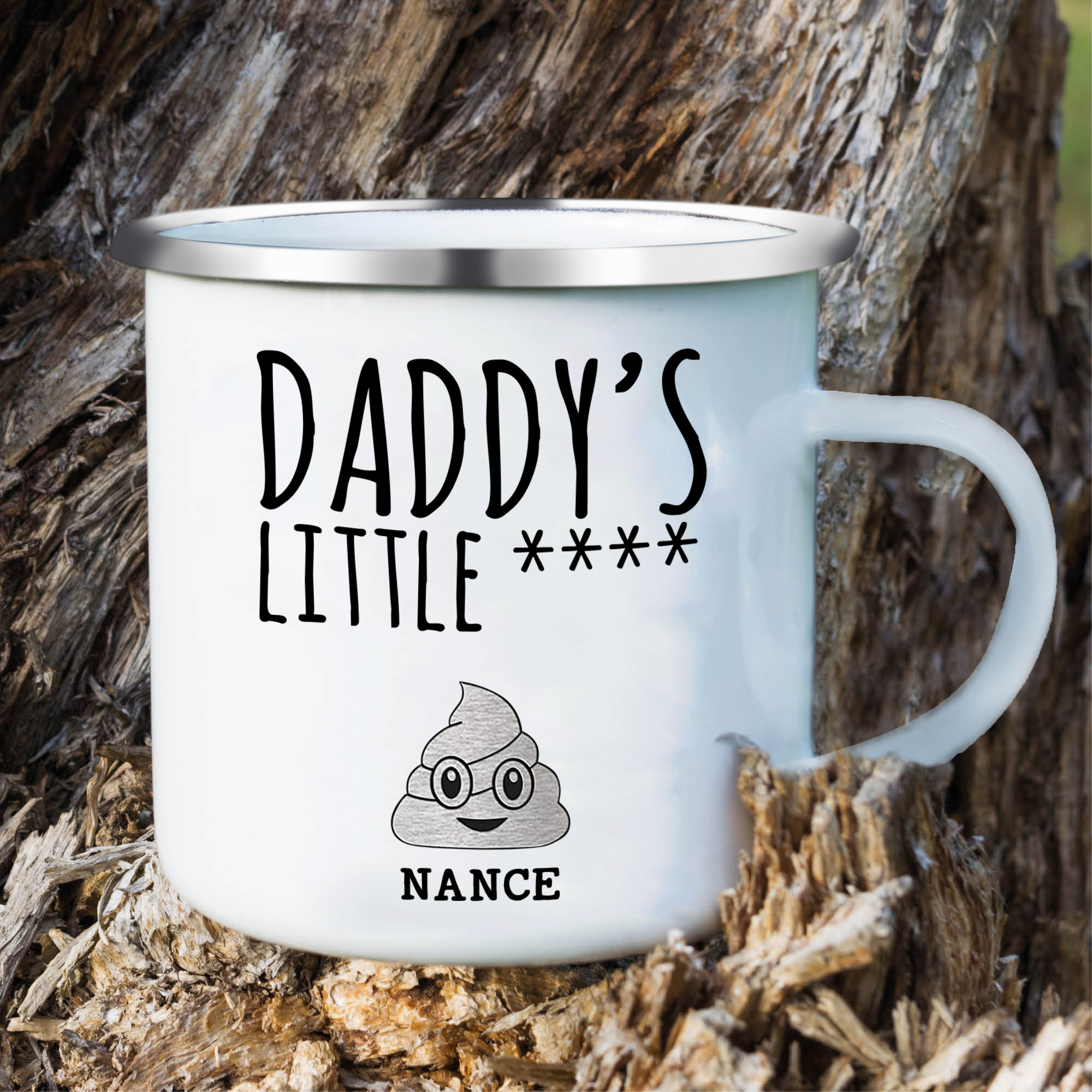 1 Name Personalized Funny Dad Enamel Mug – Custom Father's Day Gift | Lorajewel