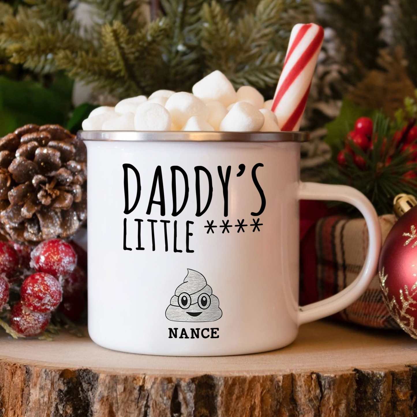 1 Name Personalized Funny Dad Enamel Mug – Custom Father's Day Gift | Lorajewel