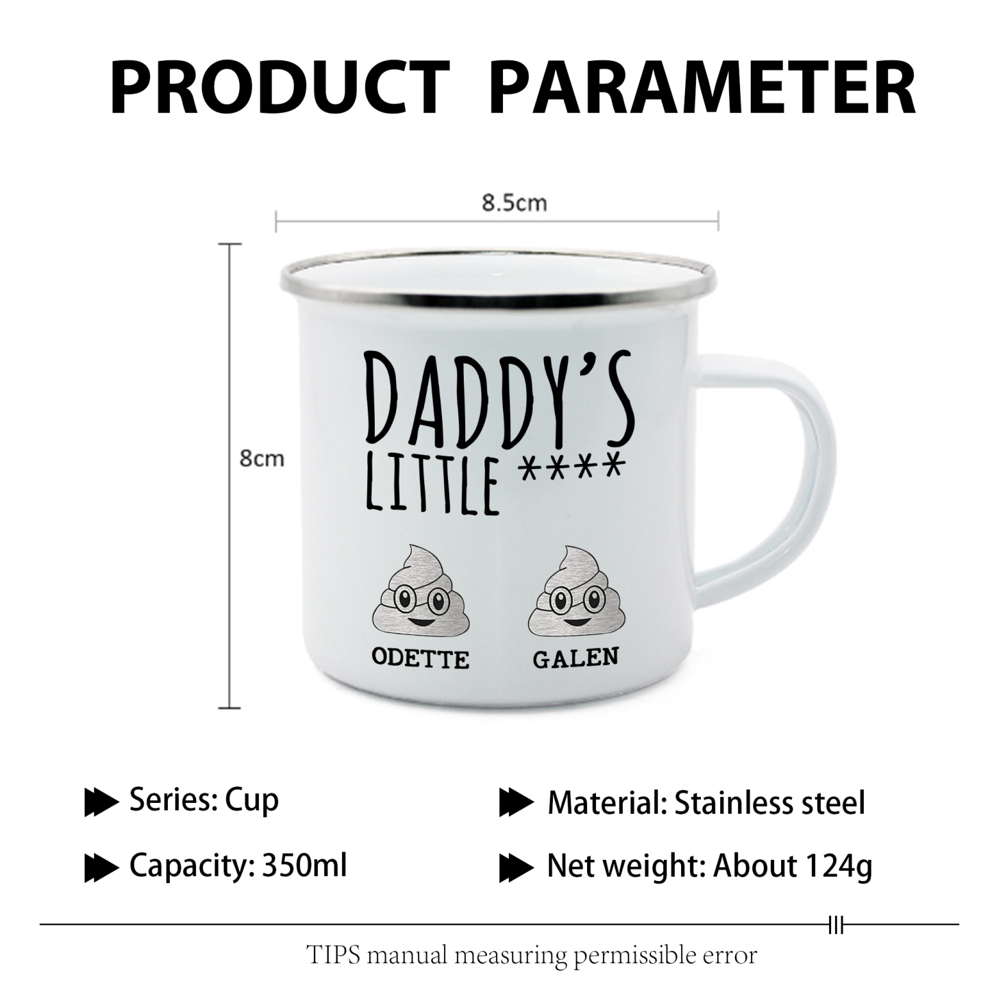 2 Names Personalized Funny Dad Enamel Mug – Custom Father's Day Gift | Lorajewel