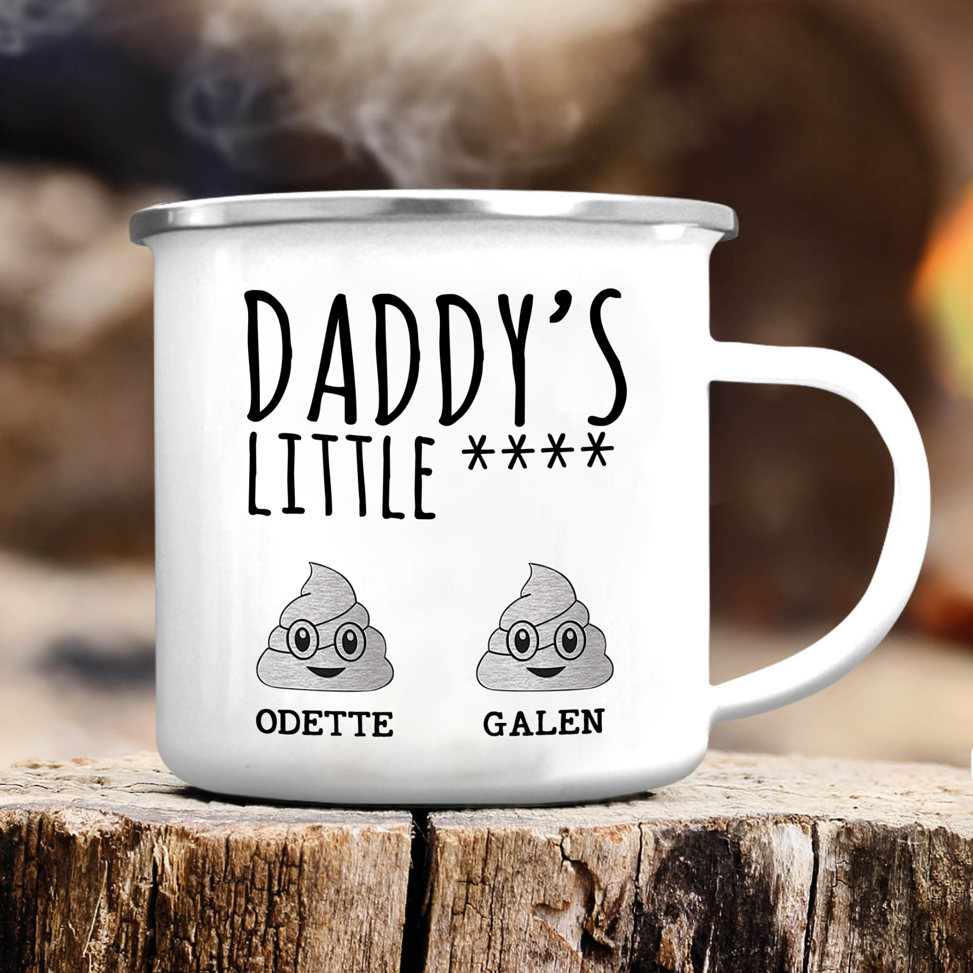 2 Names Personalized Funny Dad Enamel Mug – Custom Father's Day Gift | Lorajewel
