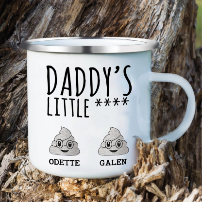 2 Names Personalized Funny Dad Enamel Mug – Custom Father's Day Gift | Lorajewel