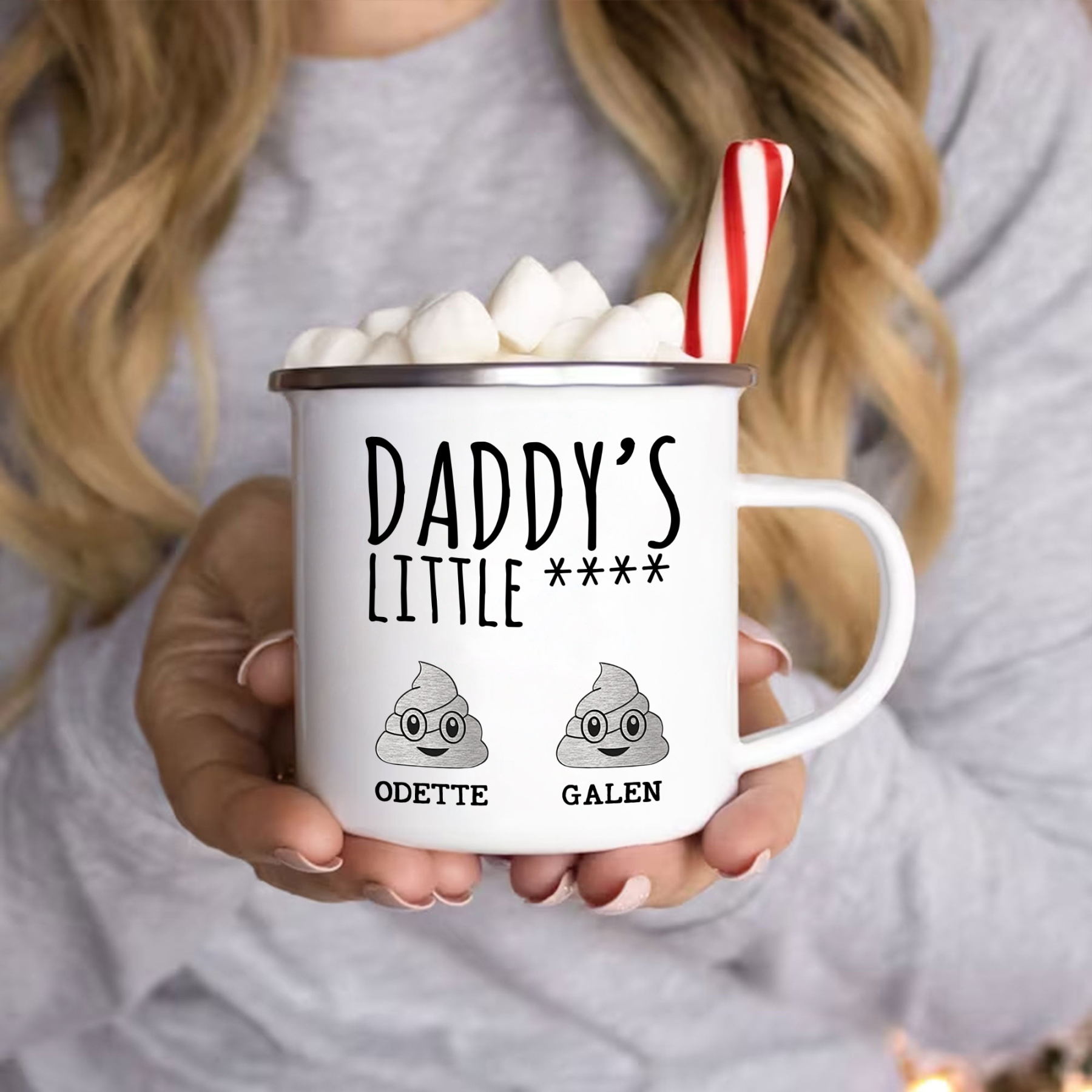 2 Names Personalized Funny Dad Enamel Mug – Custom Father's Day Gift | Lorajewel
