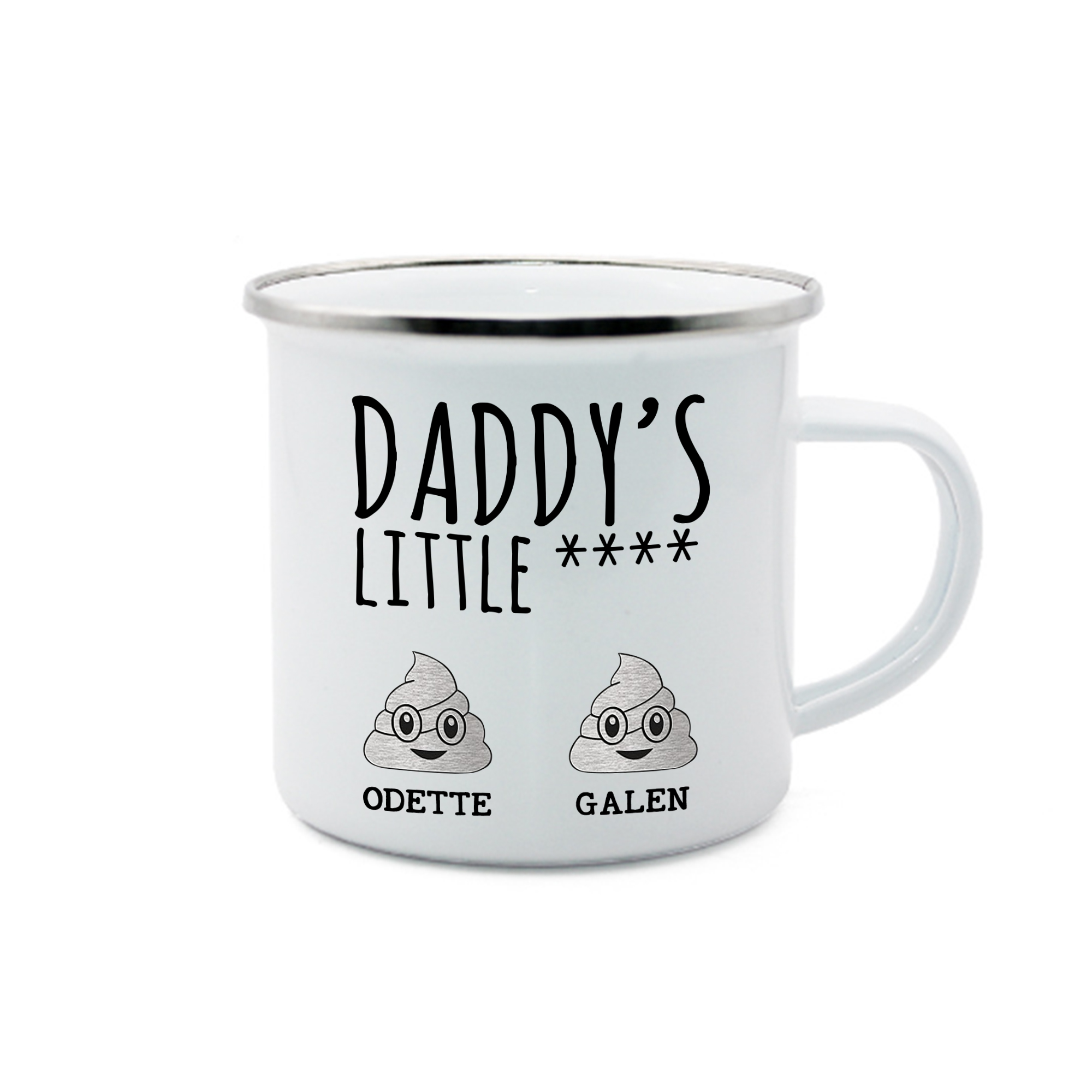 2 Names Personalized Funny Dad Enamel Mug – Custom Father's Day Gift | Lorajewel