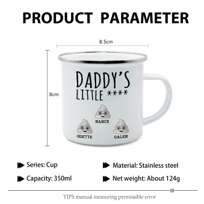 3 Names Personalized Funny Dad Enamel Mug – Custom Father's Day Gift | Lorajewel