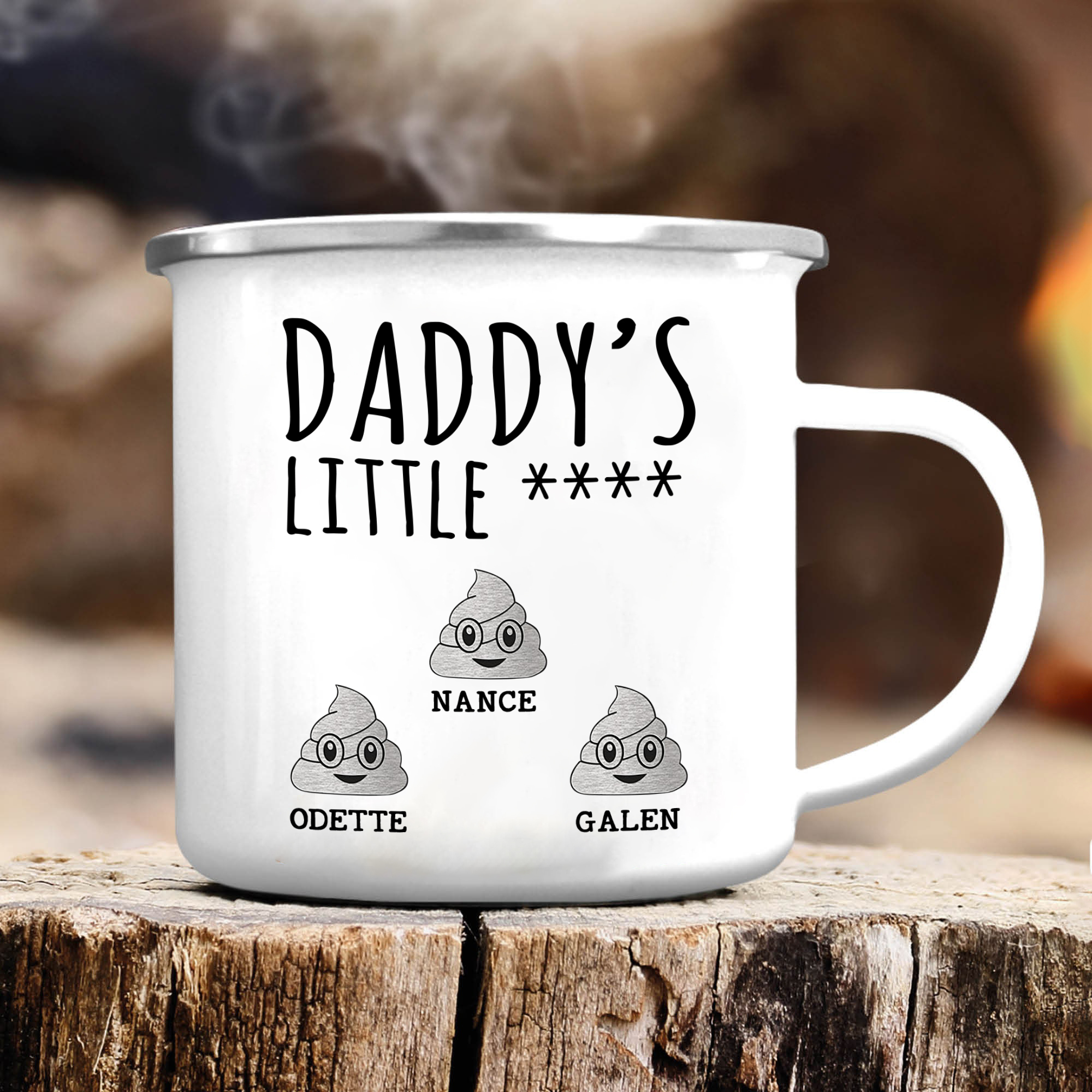 3 Names Personalized Funny Dad Enamel Mug – Custom Father's Day Gift | Lorajewel