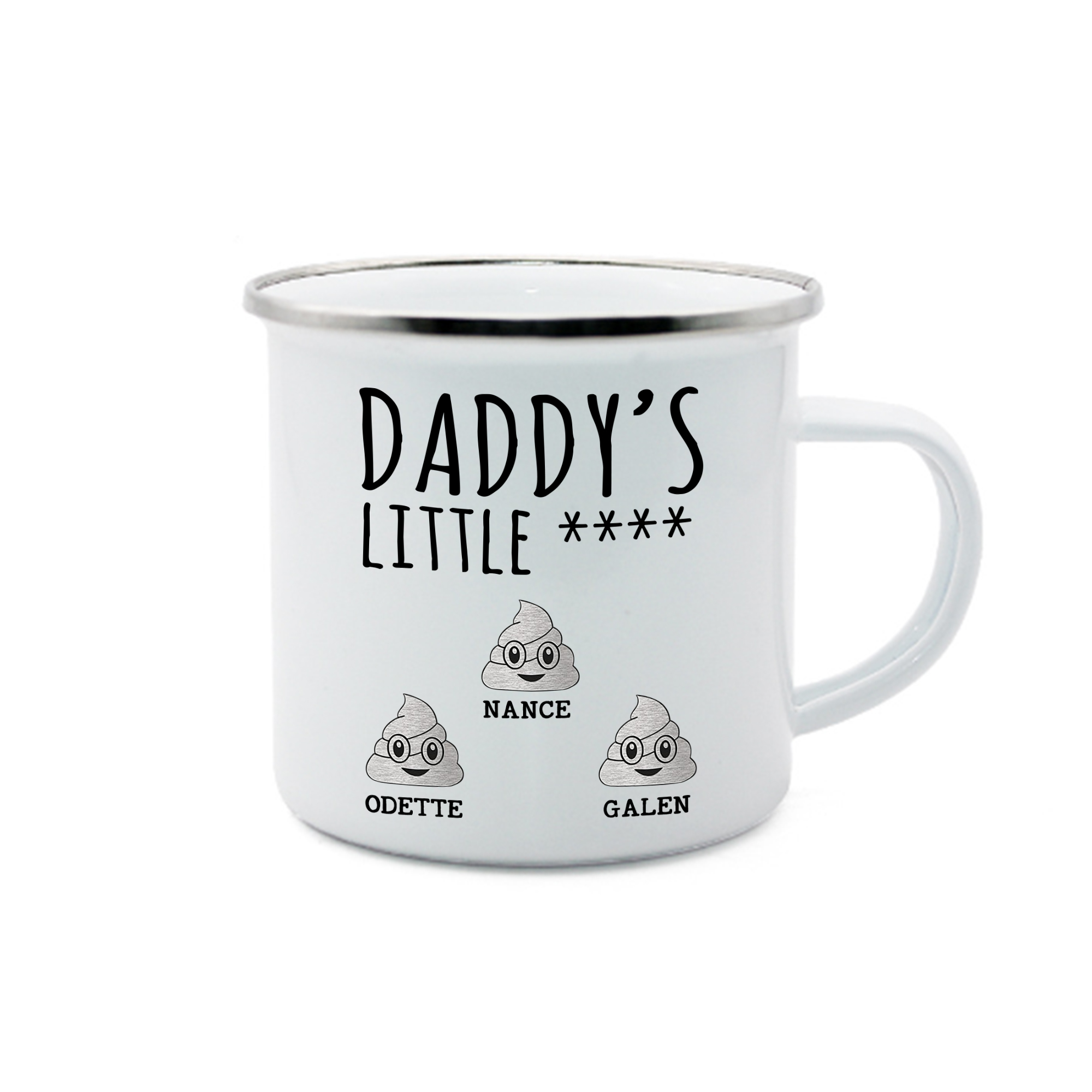 3 Names Personalized Funny Dad Enamel Mug – Custom Father's Day Gift | Lorajewel