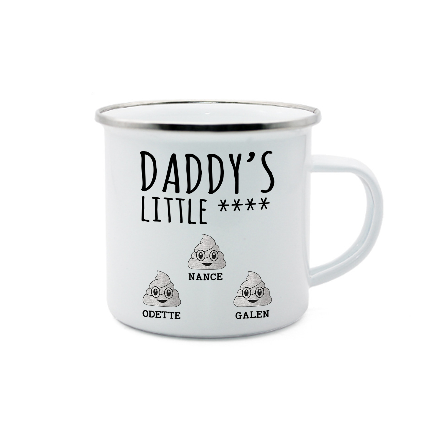 3 Names Personalized Funny Dad Enamel Mug – Custom Father's Day Gift | Lorajewel